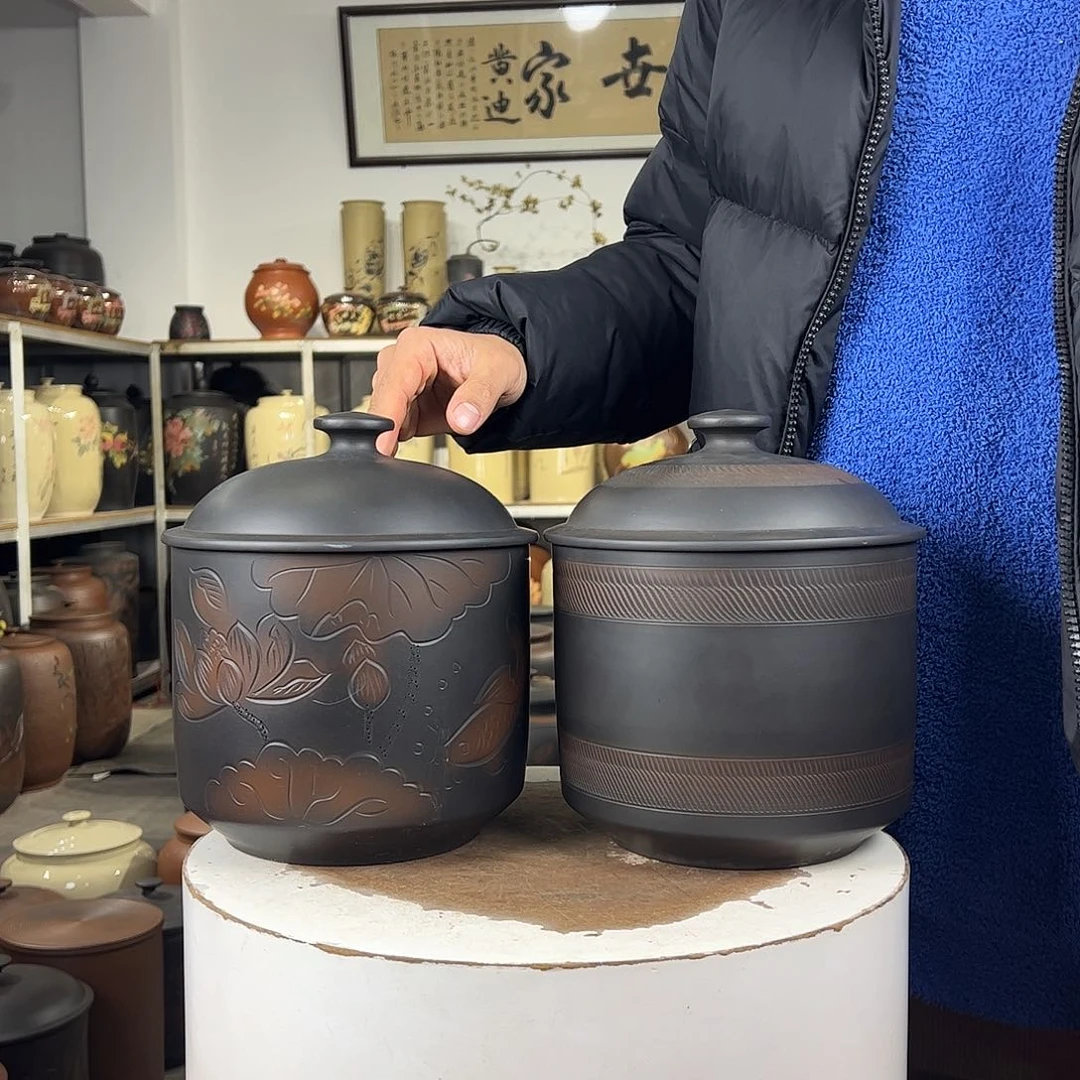 一对500克醒茶罐纯手工