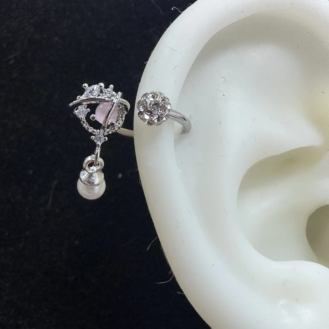 钛钢耳饰 钛钢耳饰 超闪星球流苏马蹄环1.2粗钛钢穿刺饰品