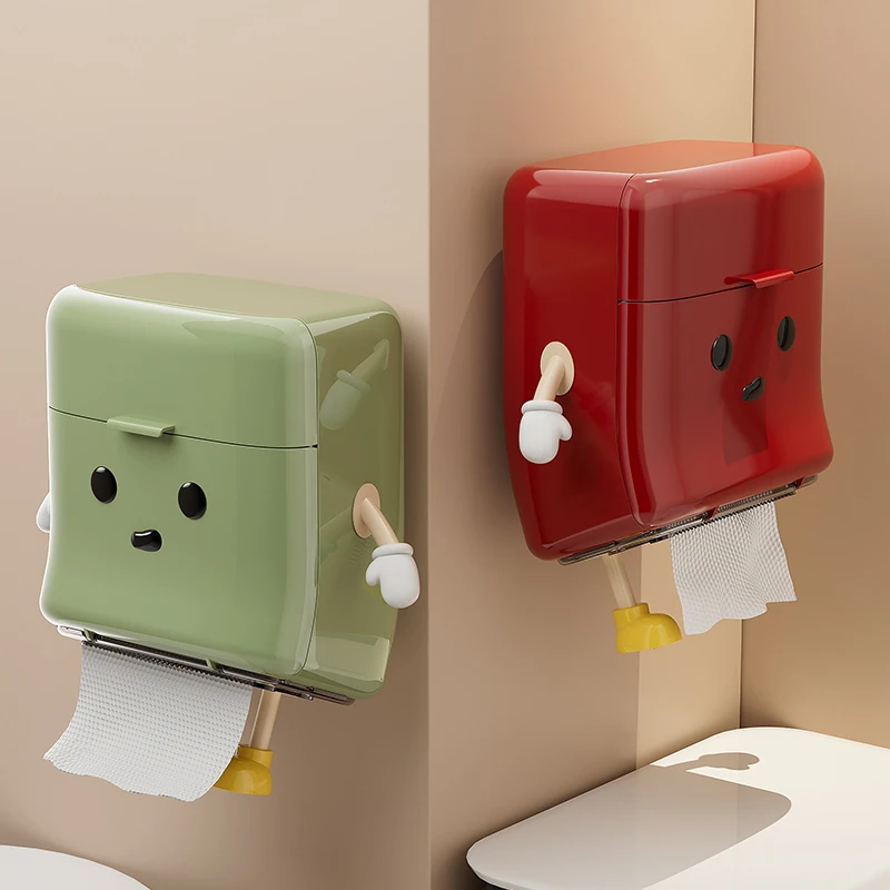 橱明星卫生间壁挂纸巾盒中古风免打孔防水抽纸盒大容量卷纸收纳