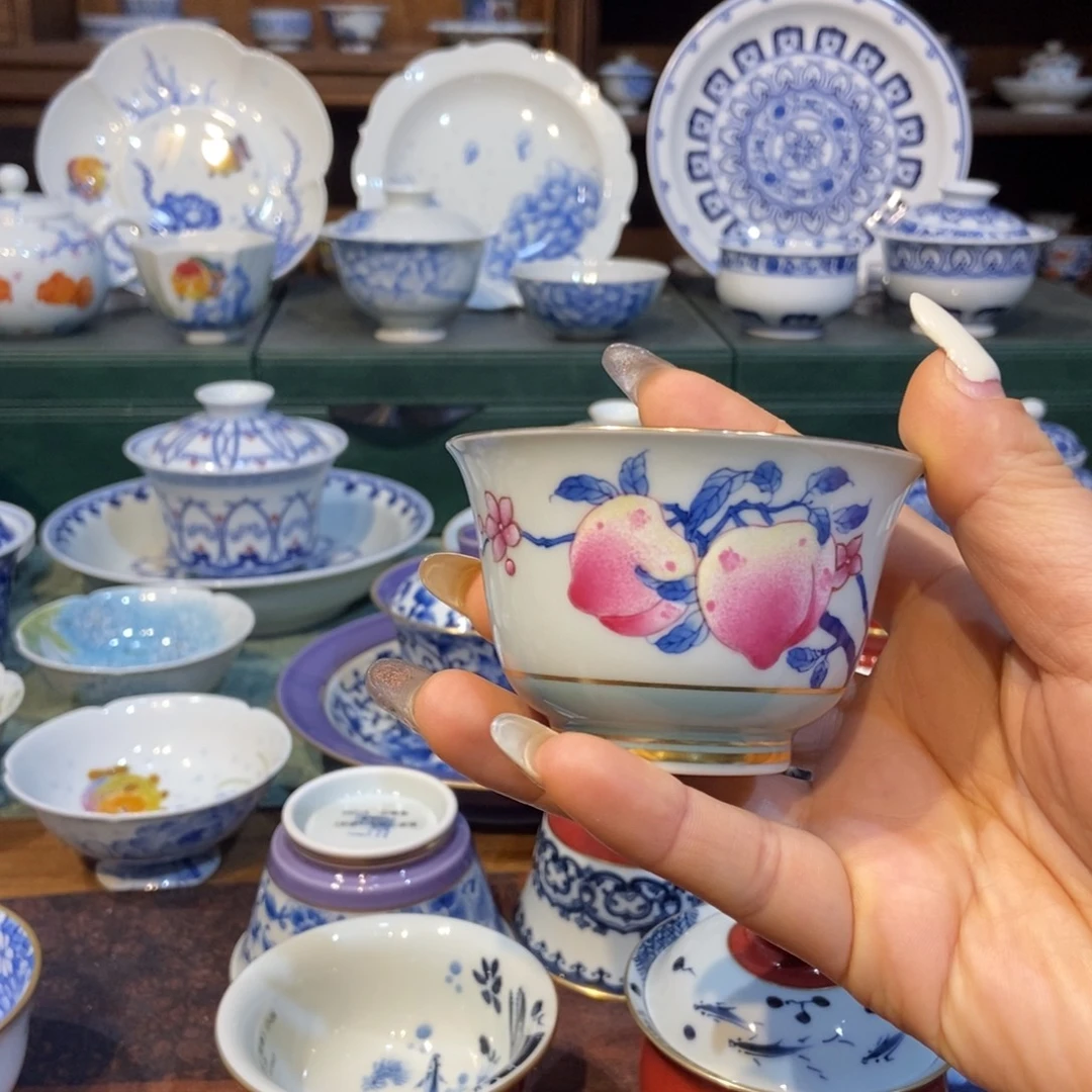 一如山房桃子描金杯