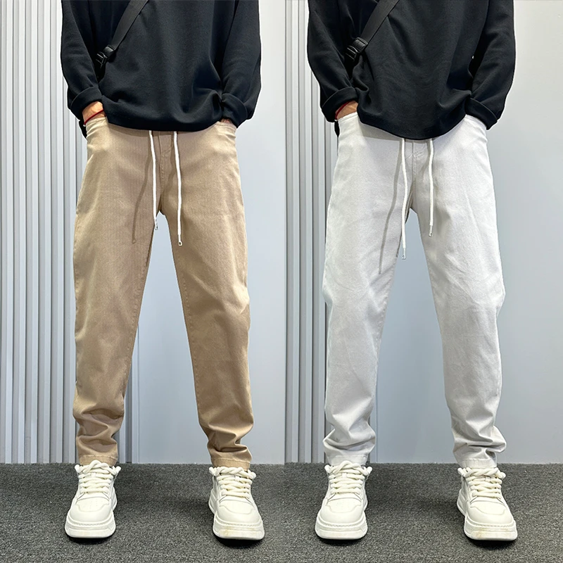 秋季潮男纯色百搭显瘦休闲裤男款修身小脚裤子痞帅韩版微锥直筒裤