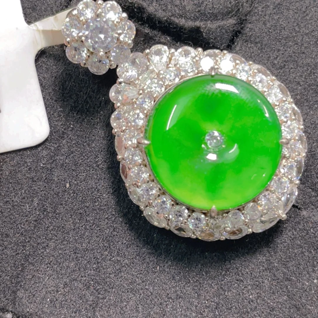 翡翠银S925镶嵌吊坠(不含链)