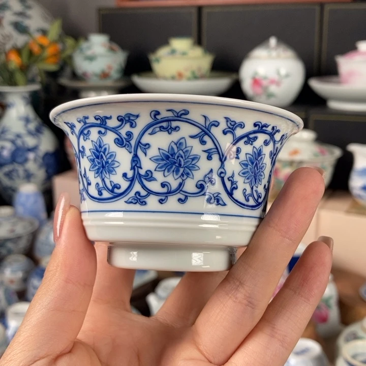 杯折葵非器缠枝莲大马蹄杯