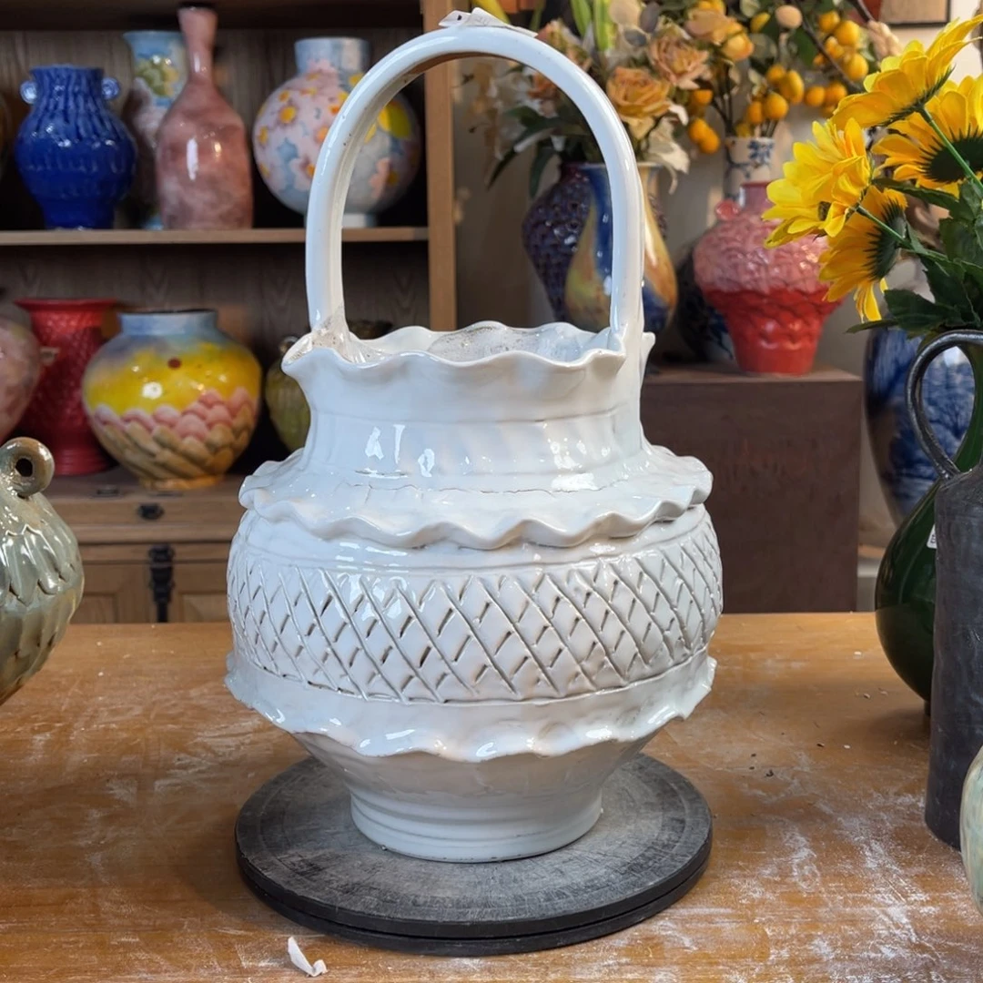 摆件陶瓷花瓶高33口12瑕疵盘泥