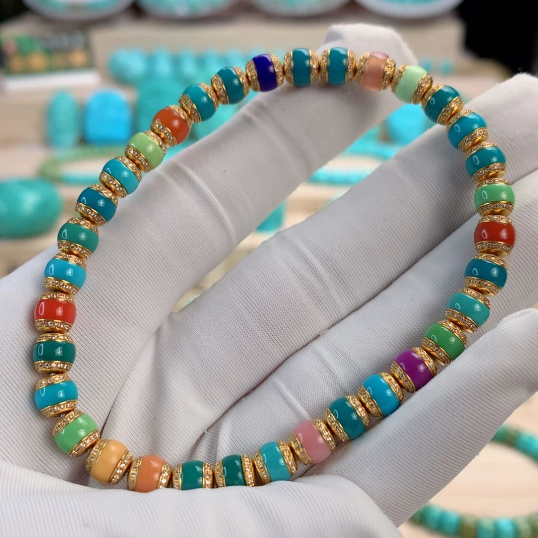 绿松石挂件18K金镶嵌