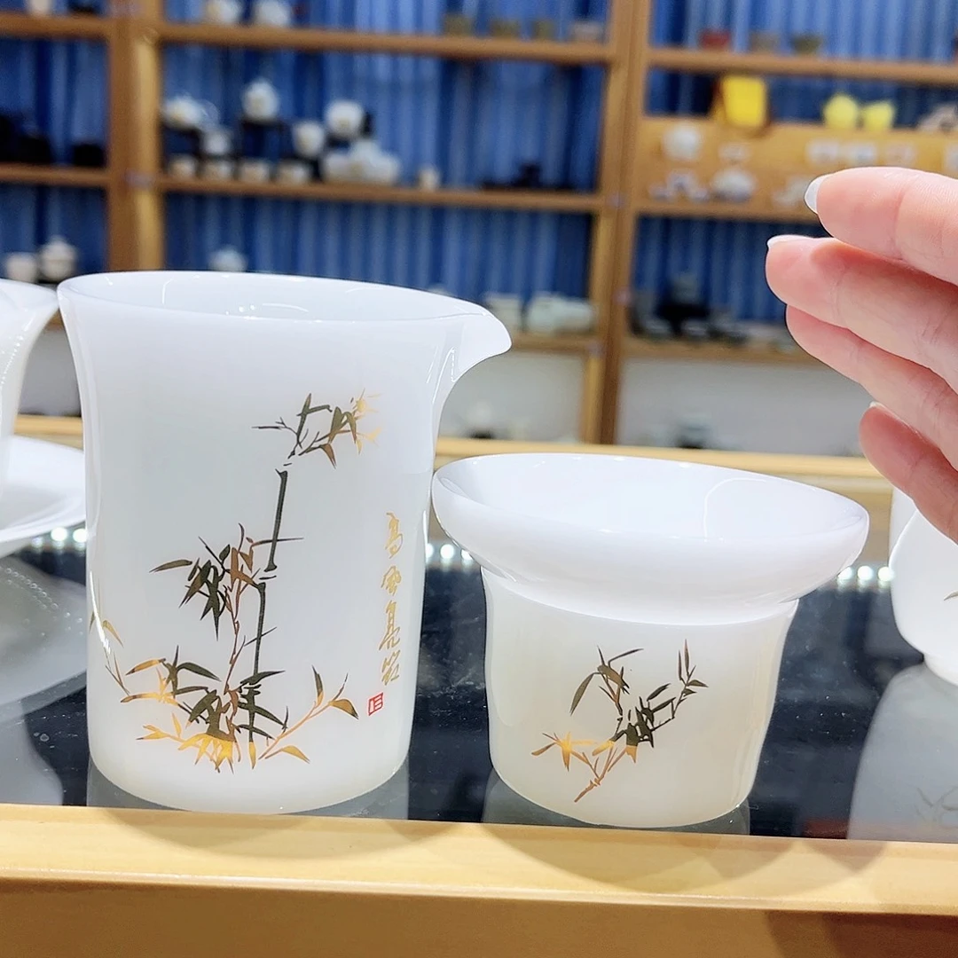 陶瓷过滤➕公杯，冰种璞玉金竹工厂