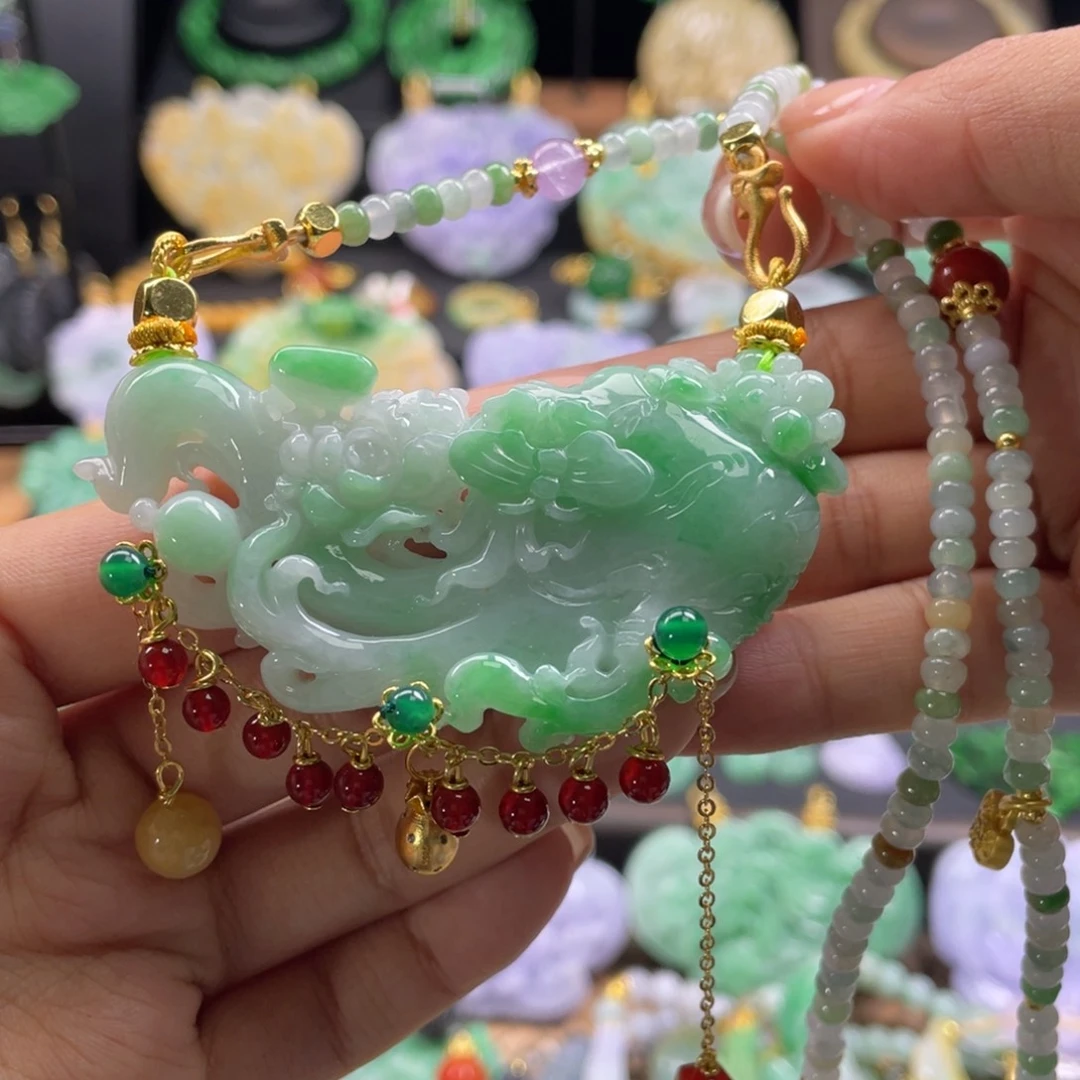 翡翠未镶嵌颈饰代编织