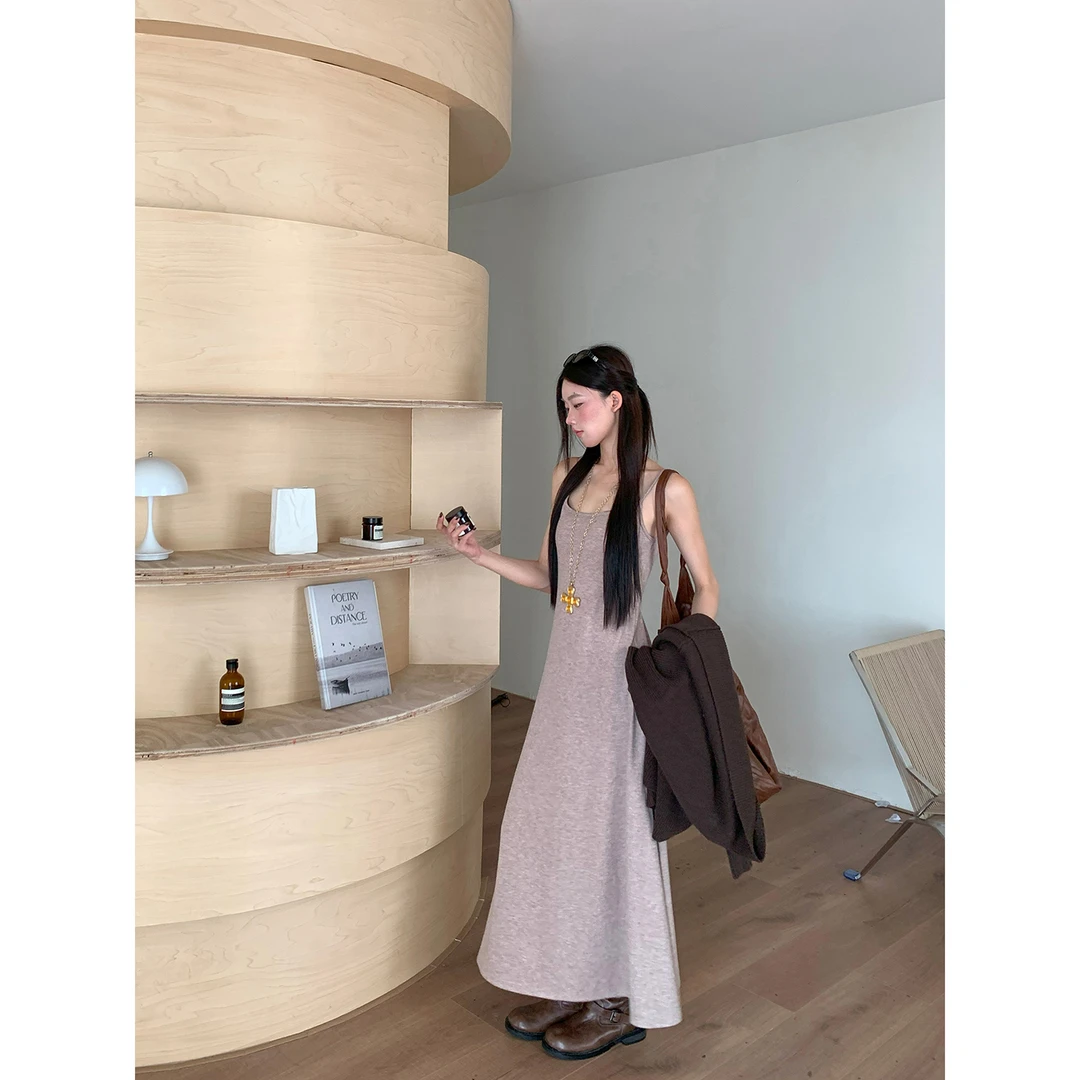 【秋季往事连衣裙】秋季复古法式小众U型领设计感连衣裙253N3816