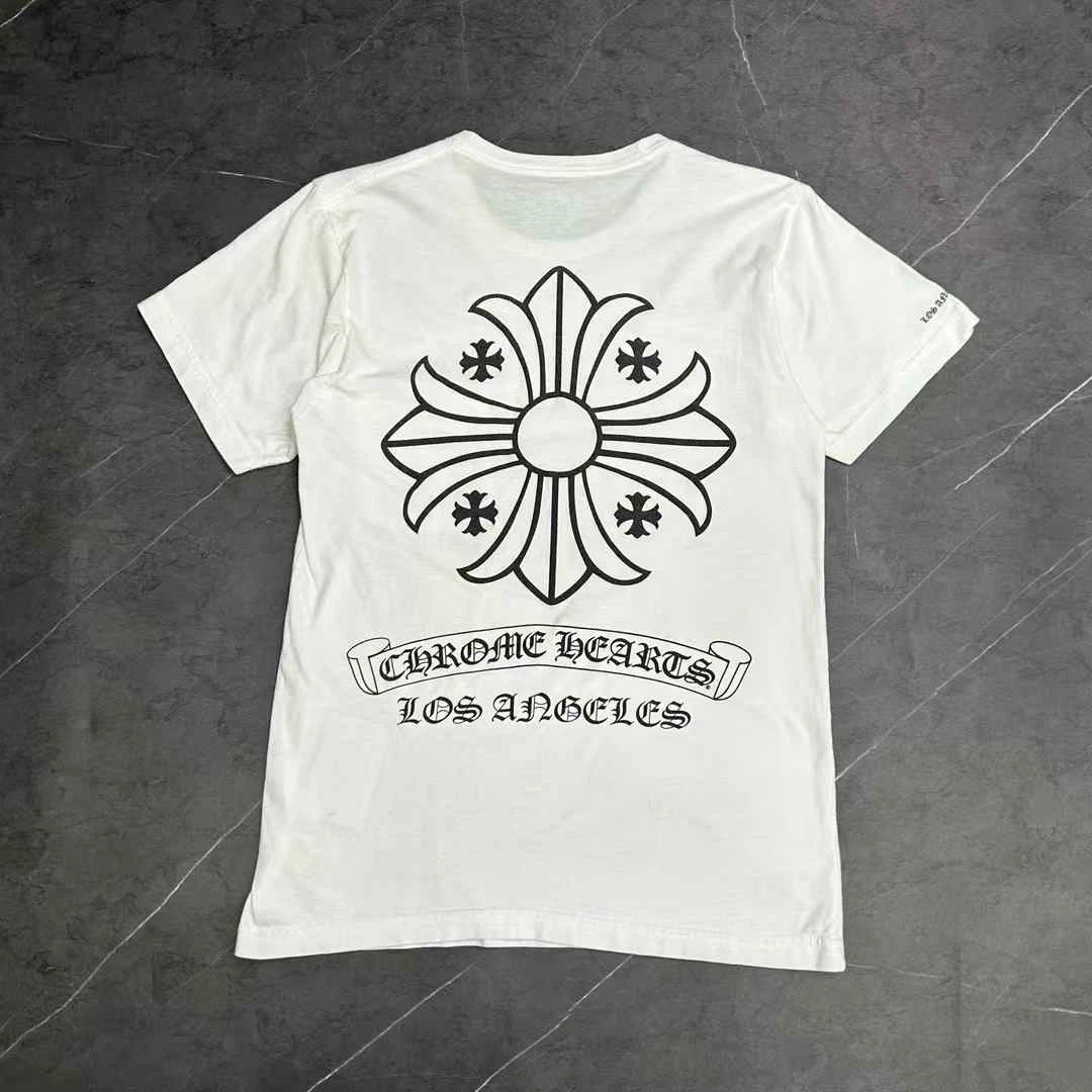 99新 Chrome Hearts/克罗心 葡萄籽奢潮/十字花卷轴LOGO短袖/S码
