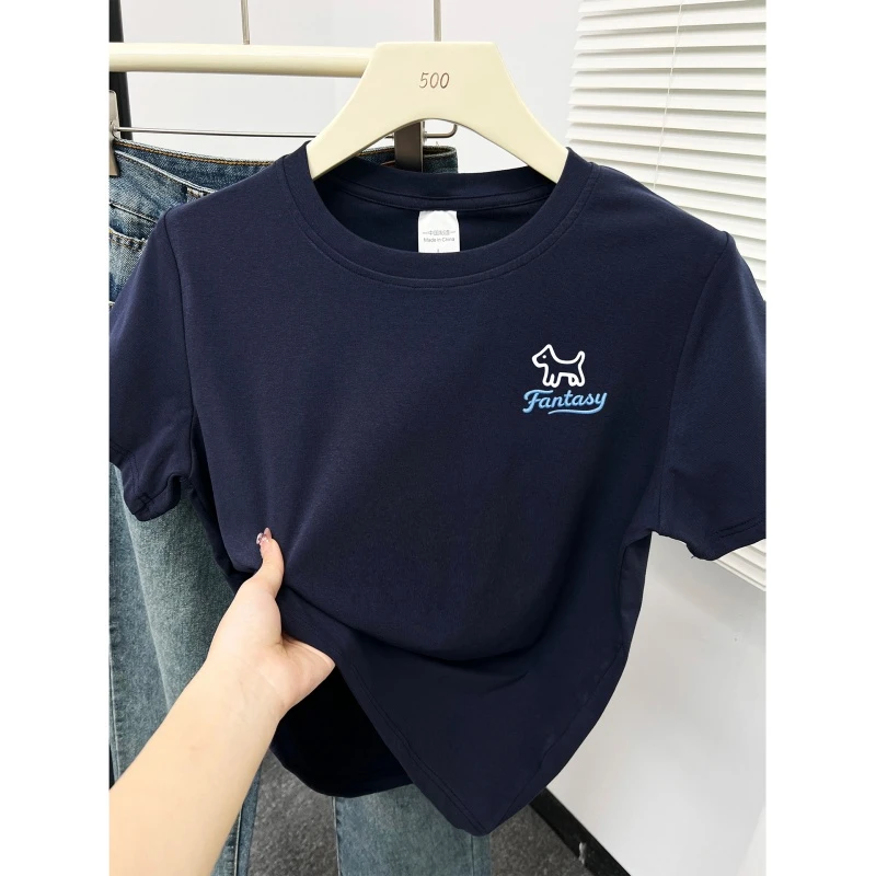 正肩大码圆领短袖t恤女夏季新款韩版时尚显瘦胖mm内搭打底衫上衣