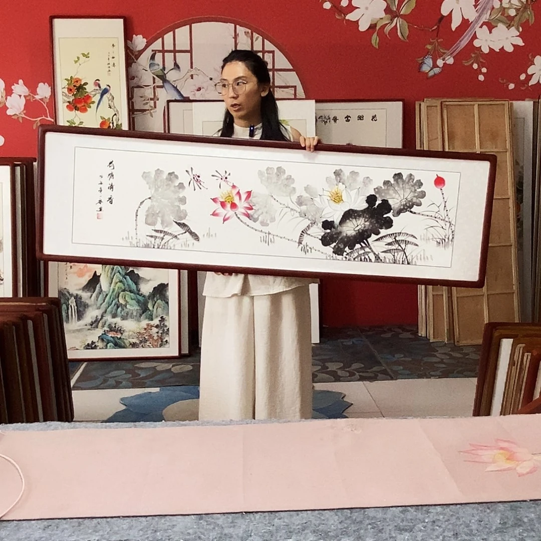 国画手写手绘国画作品47✖️162带框包邮