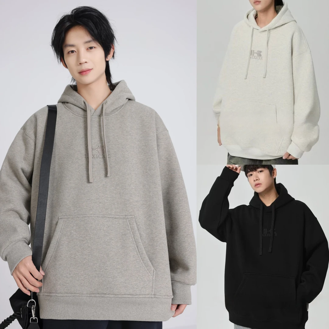 m【加绒】加厚青少年冬季新款潮酷字母印花宽松休闲潮流连帽卫衣