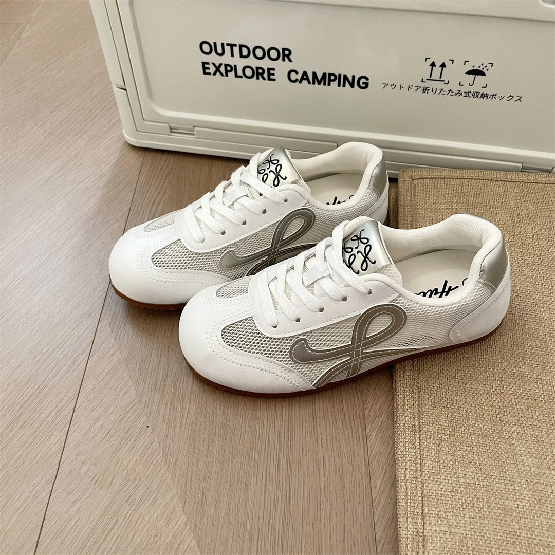 LZ6118 米白春夏款网面透气休闲运动鞋时尚简约ins潮流小众德训鞋