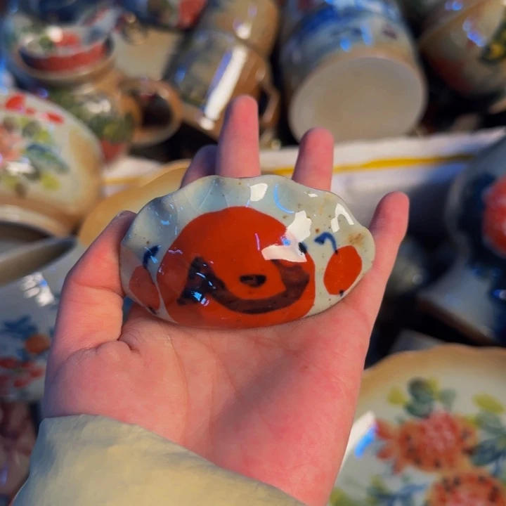 瓷片手工手绘细微不一样开心