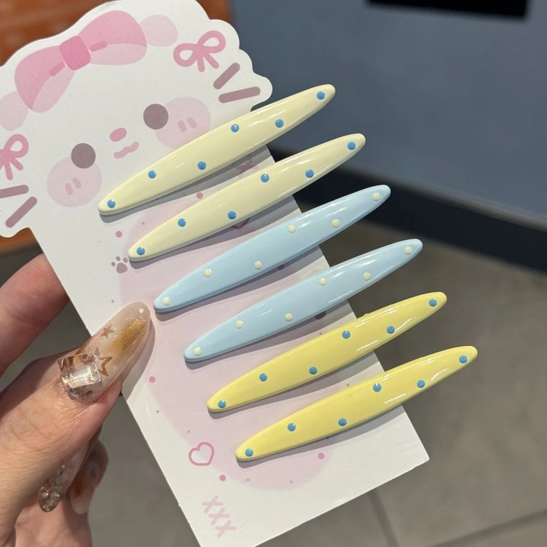 可爱马卡龙波点合金鸭嘴夹多巴胺糖果色少女碎发刘海夹百搭发夹