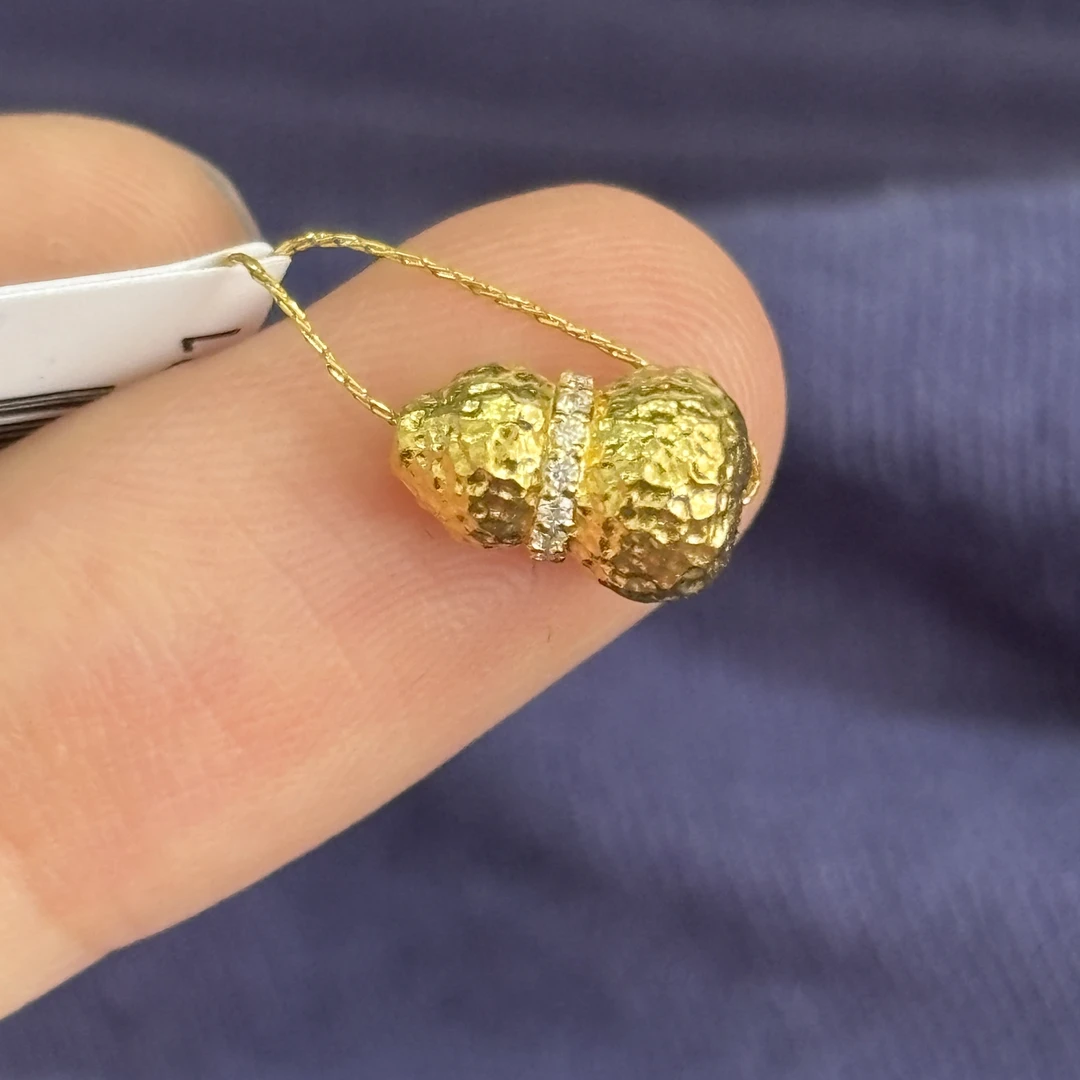 点钻锤纹葫芦通孔足金999