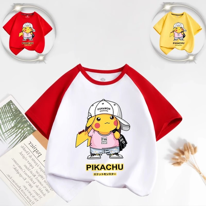 皮卡丘儿童纯棉短袖t恤夏季新款男童女童中小童童装半袖卡通上衣