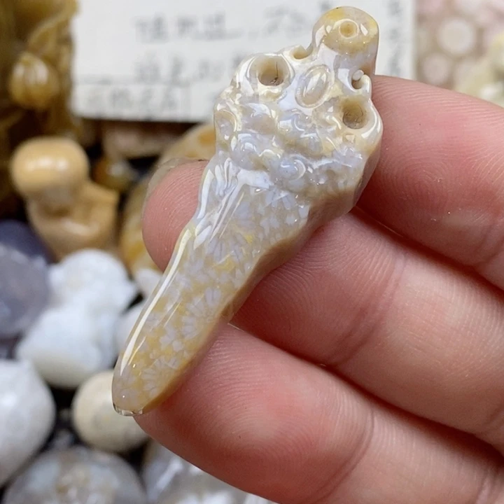 颈饰未镶嵌硅化珊瑚（珊瑚玉）小