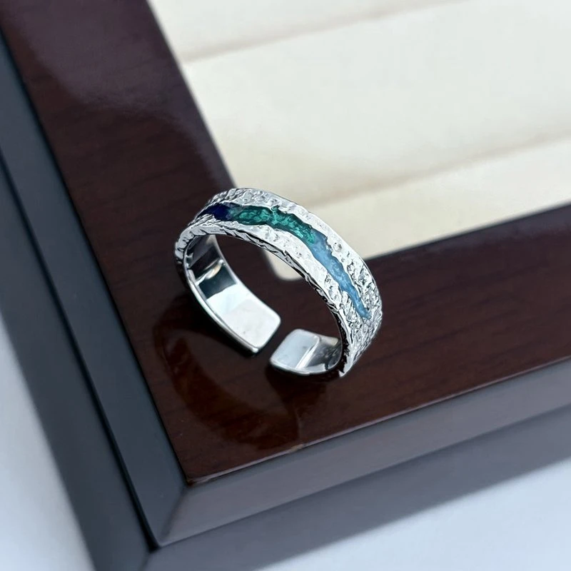 925银戒指 极光之境薄荷绿创意轻奢戒指