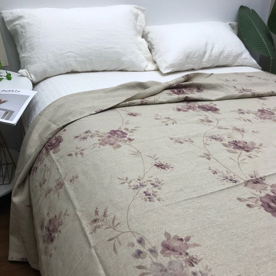 C717外贸尾单5支加厚加密汉麻床单250*250数码印花软凉席抑菌床品