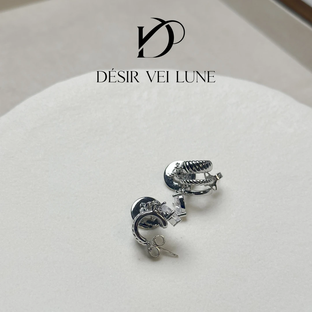 铜合金合成锆石耳饰 耳钉6161轻奢复古