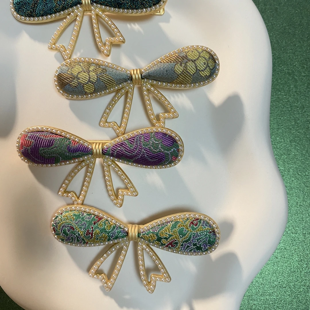 闻喜手作非遗宋锦饰品 灵动蝴蝶结发夹 一字夹 原创设计