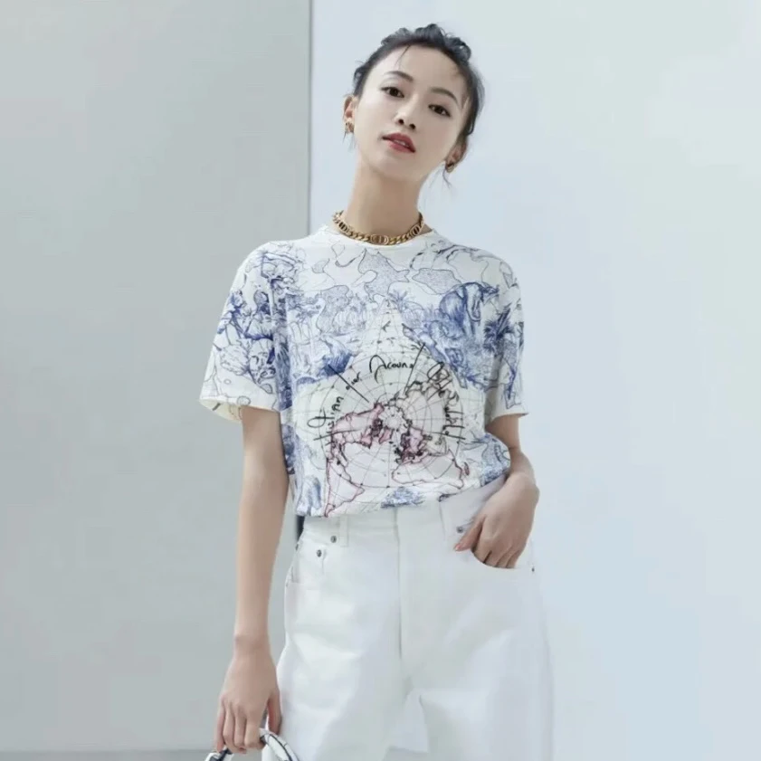 99新 DIOR/迪奥 D500732/地球系列短袖/尺码XS