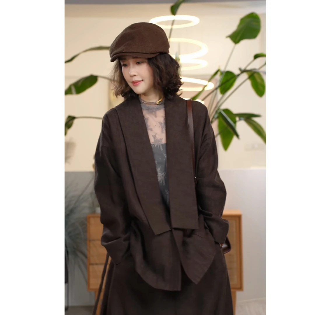 Y【叭哒不惑】羊毛时尚气质长袖松紧腰百搭复古西装外套