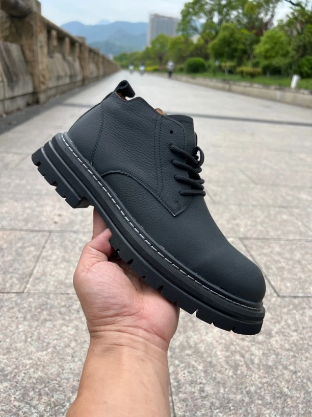 头层牛皮短帮青春潮流夏季沙漠靴英伦风时尚男马丁靴圆头百搭户外