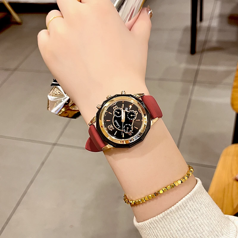 【娟姐】高配升级时尚三眼大表盘 女士手表个性潮流小众女腕表735