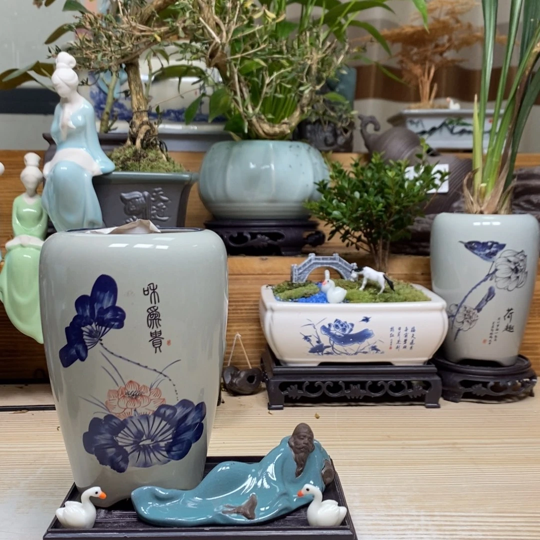 紫砂陶瓷艺术花盆陶瓷