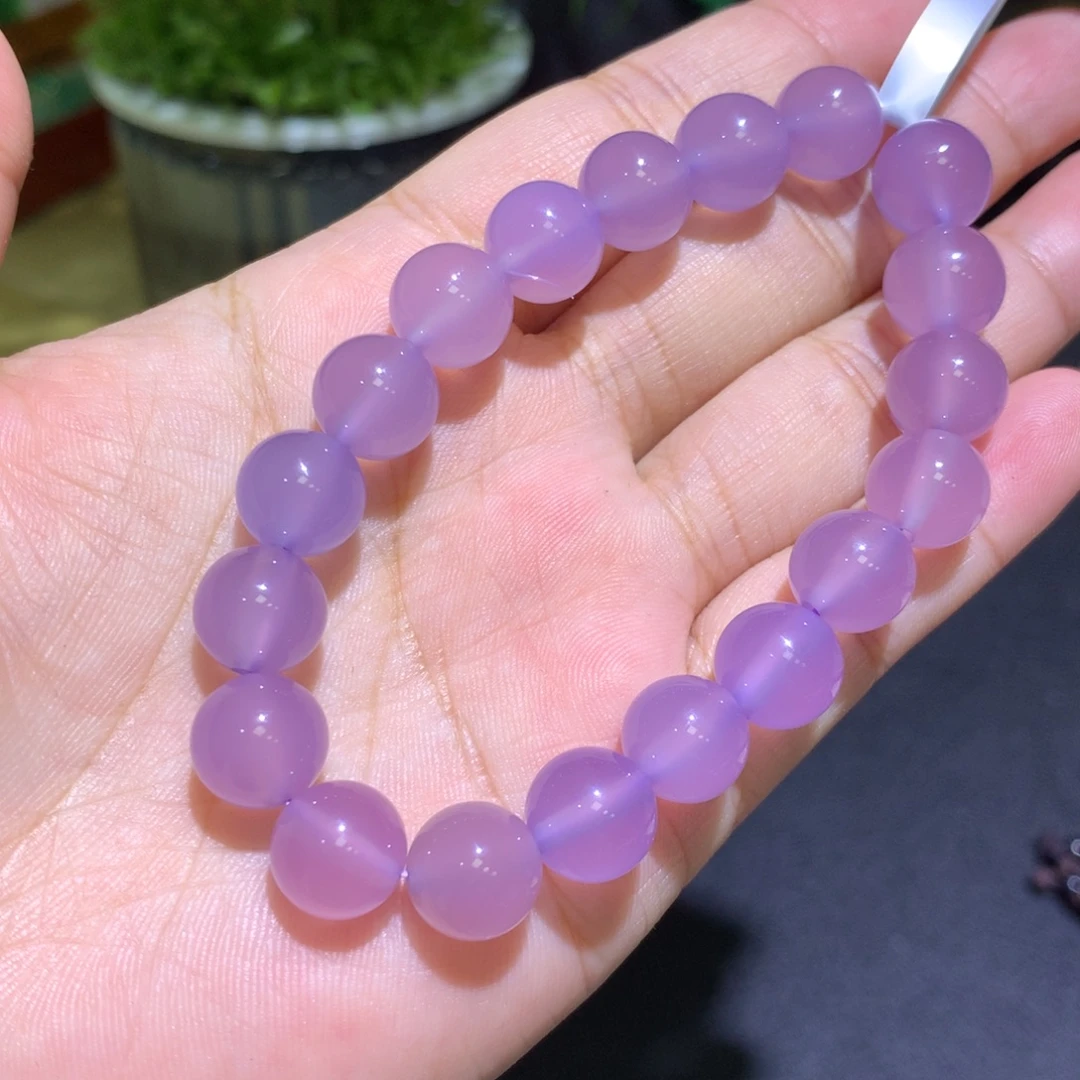 玛瑙/玉髓未镶嵌手镯卡10葡萄紫手串