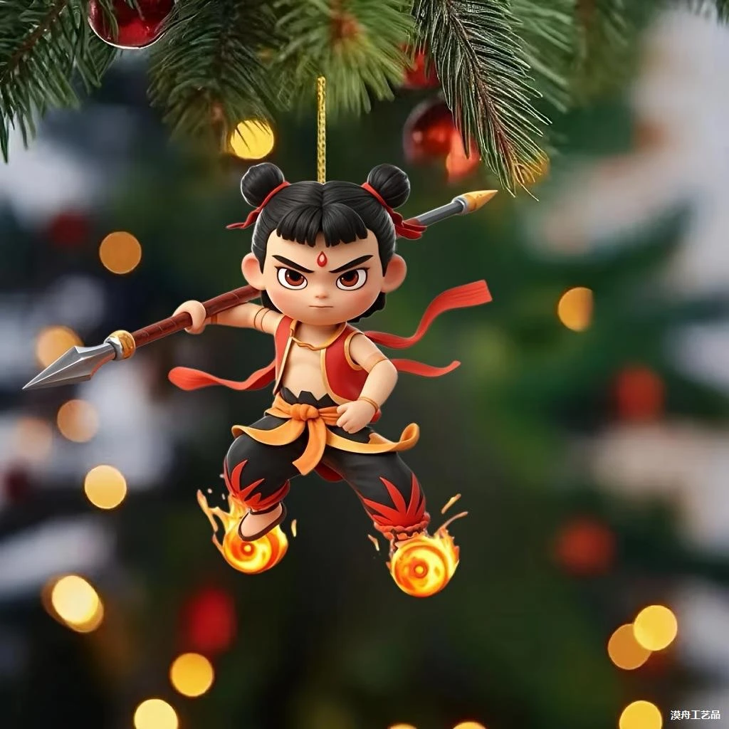 2D平面爆款圣诞树挂件中国风卡通装饰品汽车后视镜装饰包包装饰品
