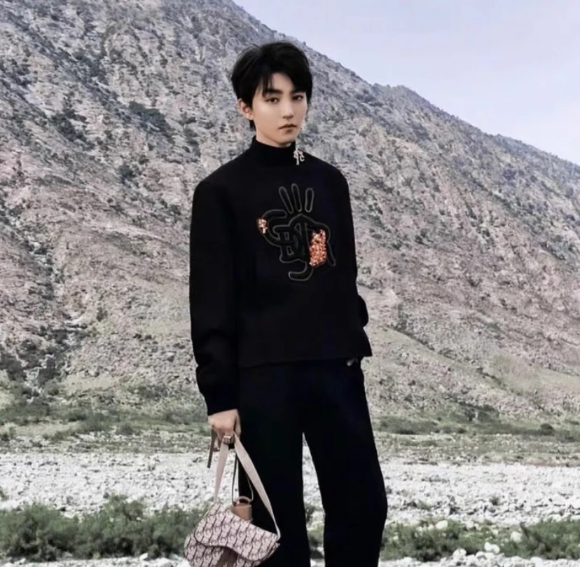 99新 DIOR/迪奥 CW0016 联名 刺绣高领长袖卫衣 48 M码