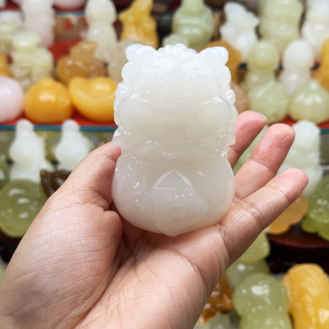 这***点石材麒麟收吧摆件