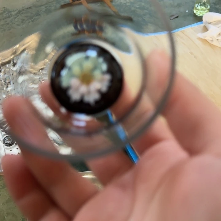 玻璃茶色清杯双生莲