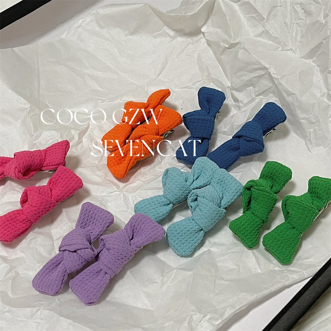 【可妈定制配件】糖果色蝴蝶结布艺发卡中大童亲子头饰