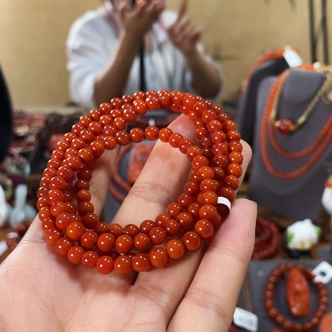 未镶嵌多圈5mm原矿南红玛瑙