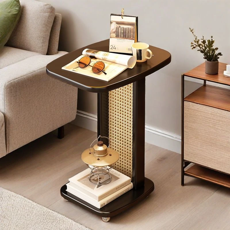 可移动复古茶几置物架客厅沙发边几小桌子家用小型简易床头学习桌