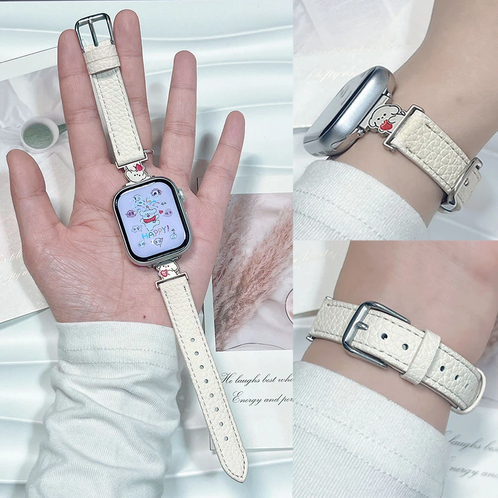 适用Apple苹果iwatchS10s9Ultra87654手表带新款轻奢小众皮质腕带