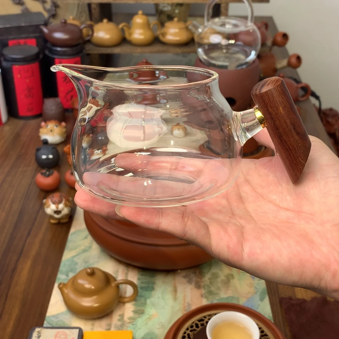 实木把手公道杯扁款400ml