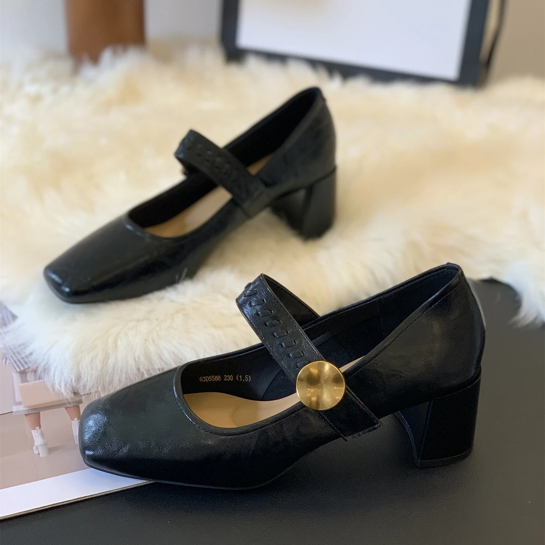 新款时尚粗跟魔术贴单鞋女2025年秋季新款百搭配裙子爆款玛丽珍鞋