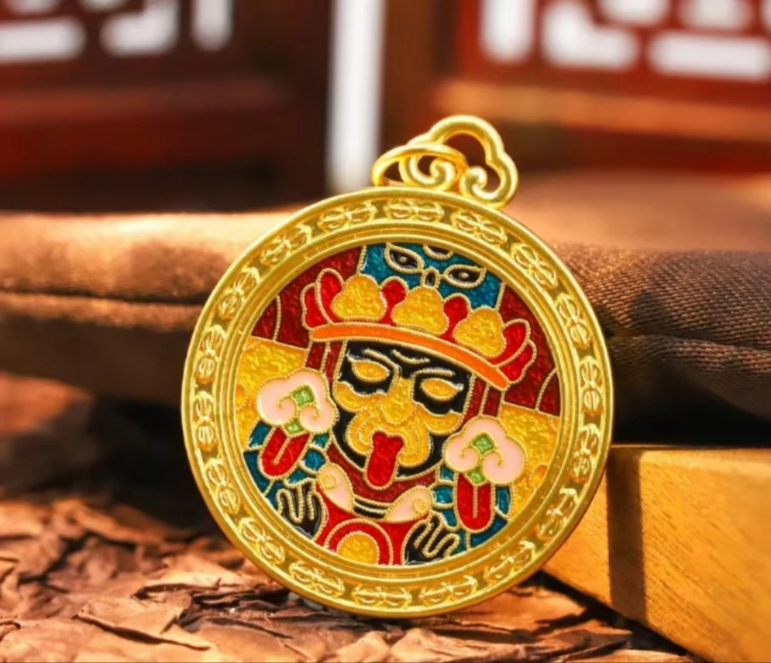 黄金足金999 珐琅扎基拉姆财神黄金吊坠古法民族风送人好物