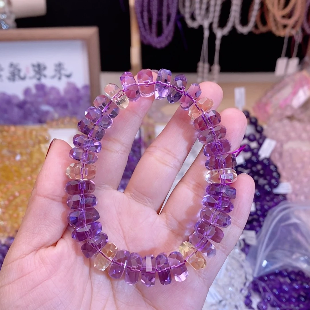水晶手链未镶嵌紫黄刻面