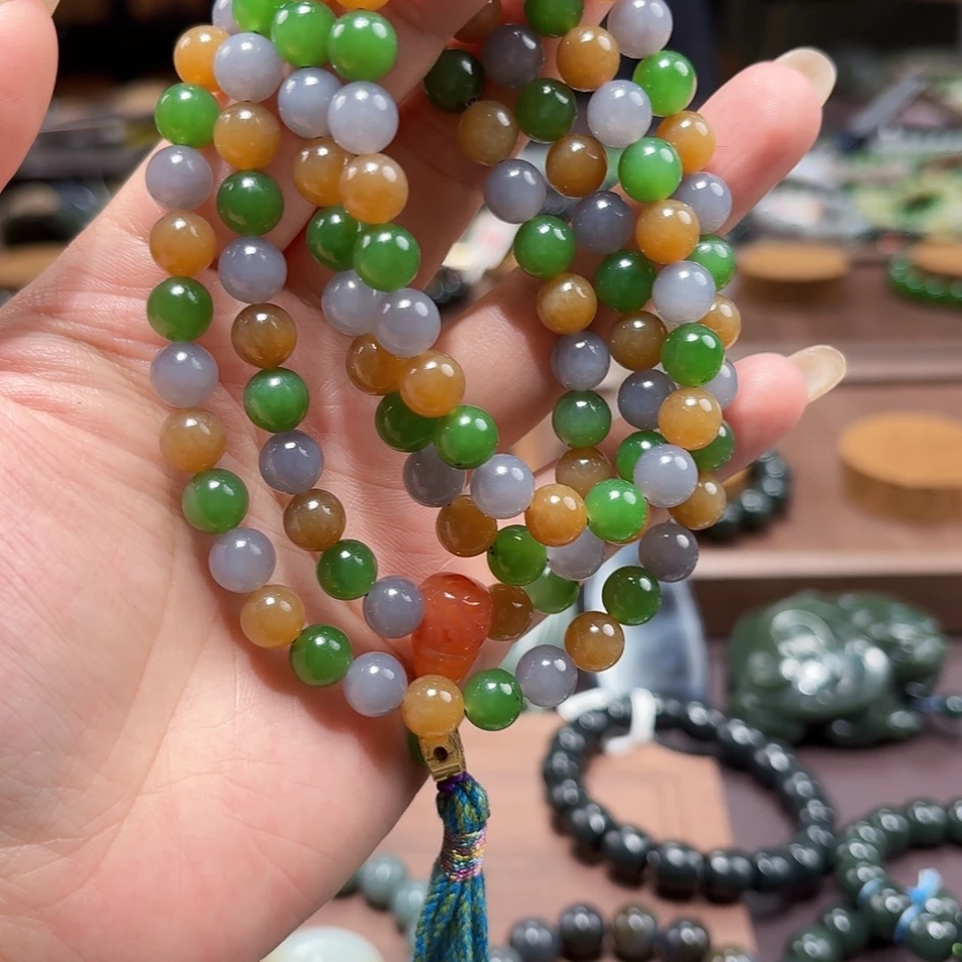 和田玉未镶嵌手链8 108 细