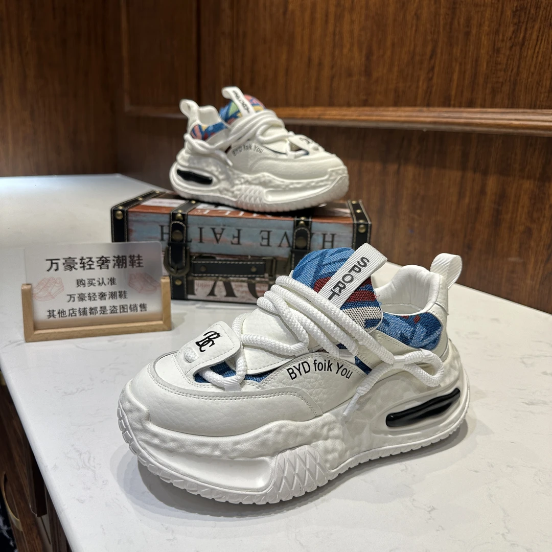 2025广州原版潮鞋秋季轻奢老爹鞋百搭厚底男鞋夏季拼色老爹鞋透气