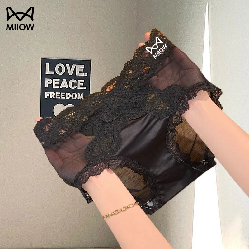 猫人女士无痕蕾丝内裤女款纯欲镂空2025新款塑身收腹提臀三角短裤