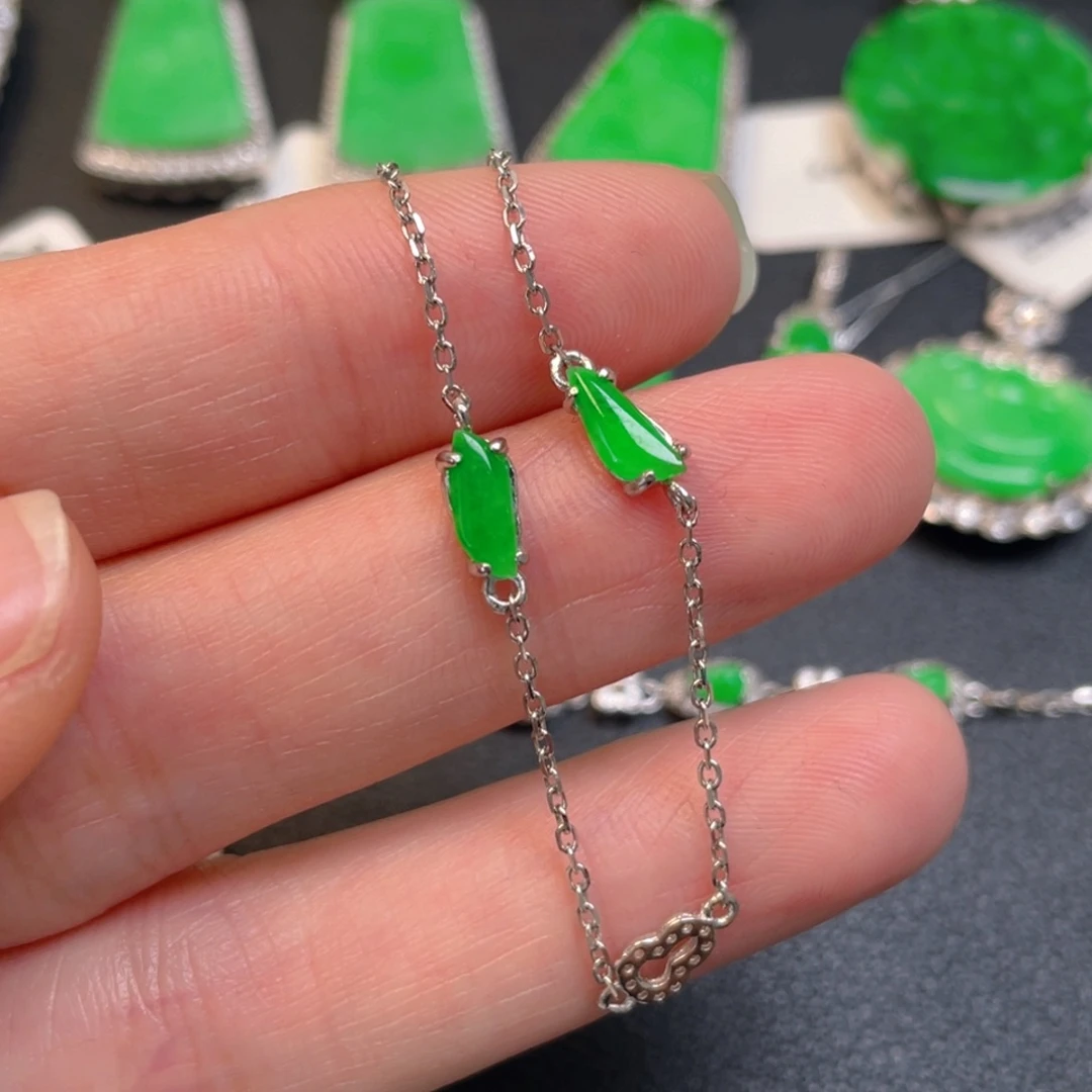 翡翠银S925镶嵌吊坠(不含链)手链