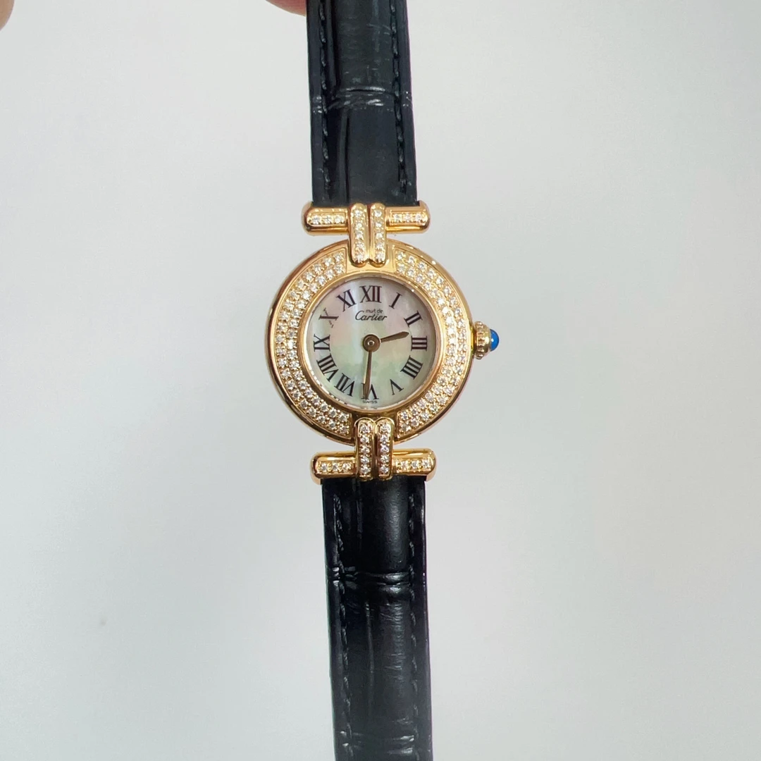95新 Cartier/卡地亚 66911小旋风女士石英表/24后钻盘/带扣后配