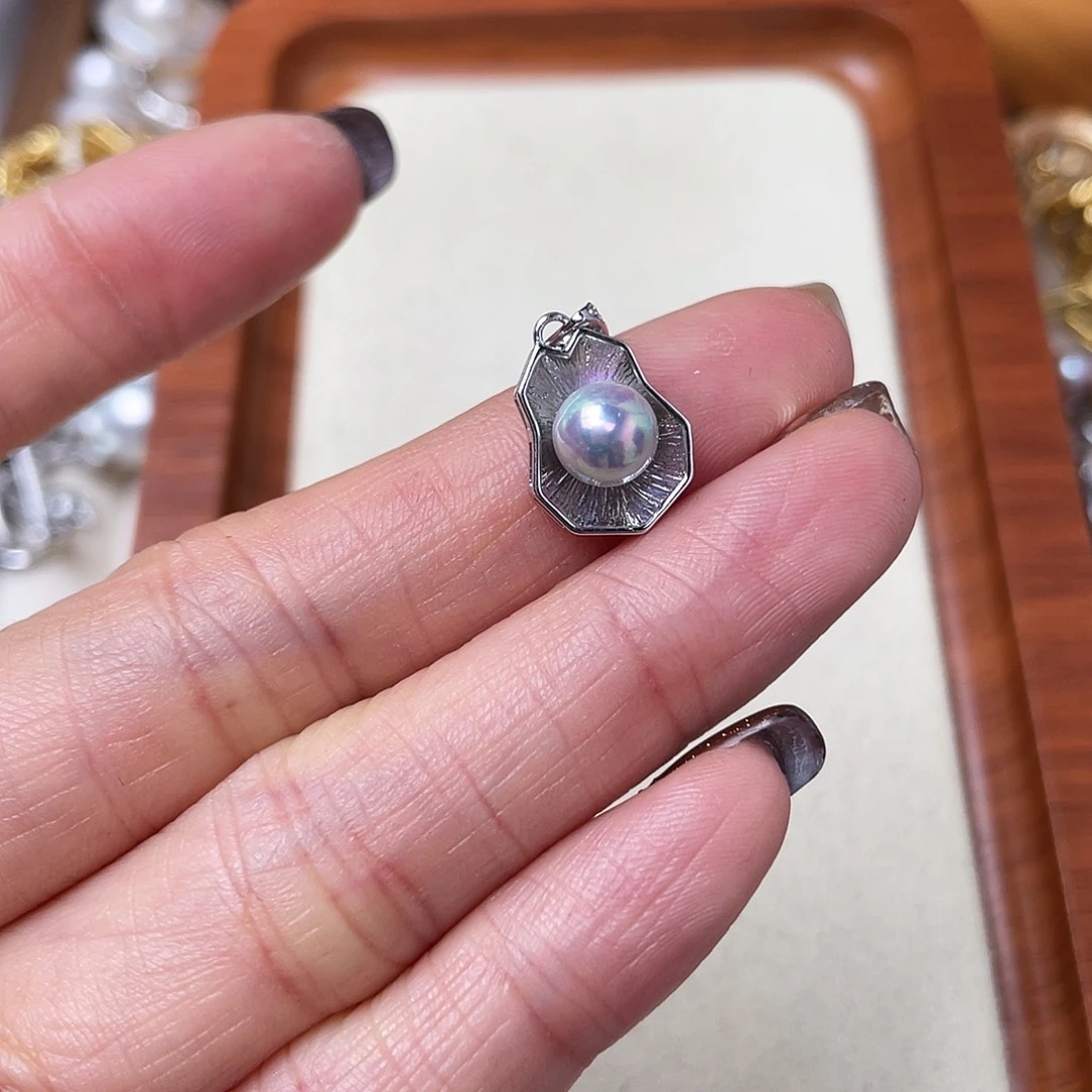 吊坠(不含链)银S925镶嵌海水珍珠